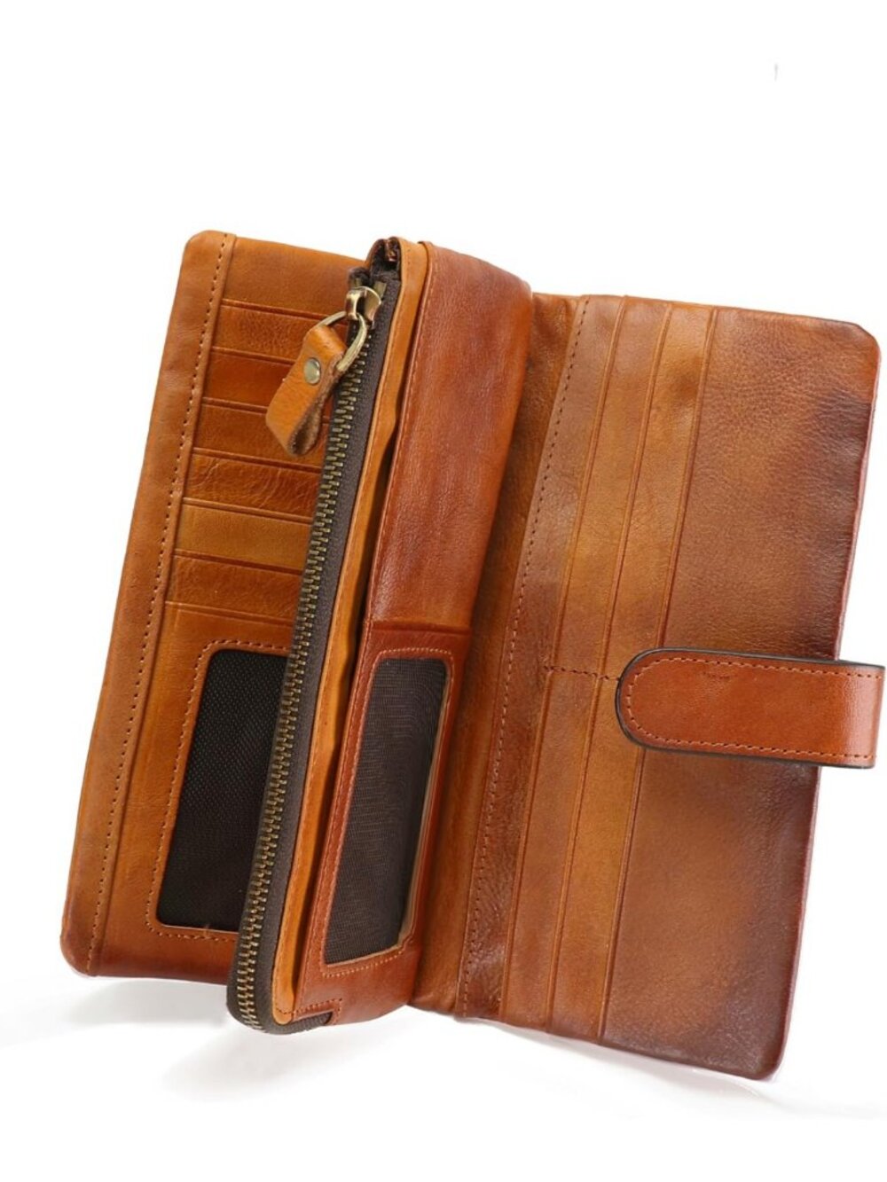 Vintage Genuine Leather RFID Blocking Wallet - Stylish Organizer for Women